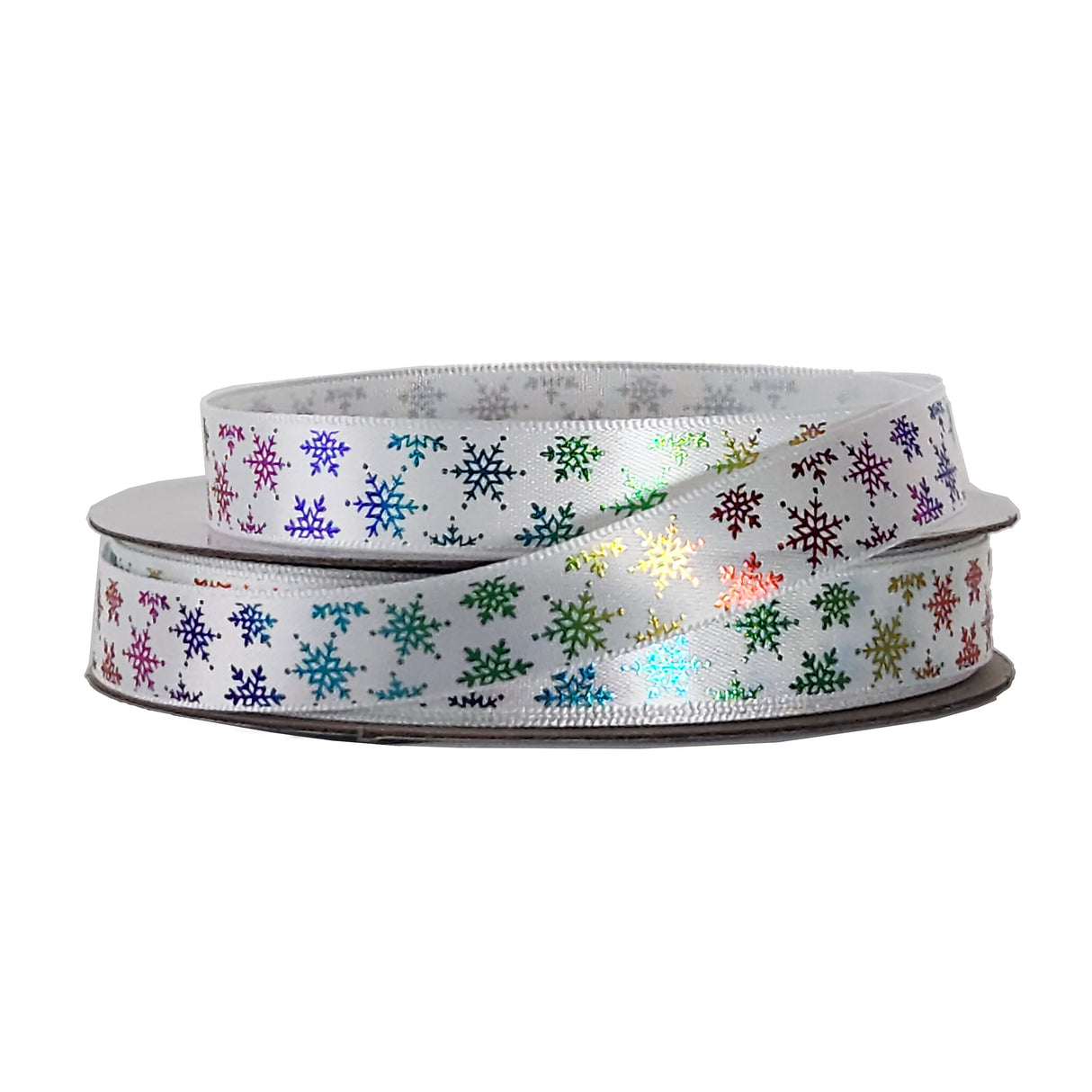 satin ribbon neon snowflake 13mmx25m (#109163)