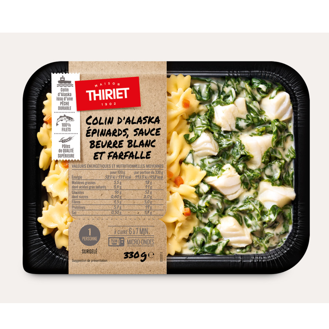 RTE ALASKAN COLEY SPINACH FARFALLE WITH BUTTER ECO 330G 1 PORTION (#113243)