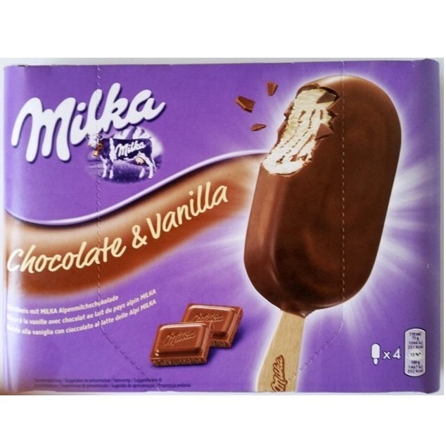 4 Batonnets Glaces Milka Chocolat & Vanille
