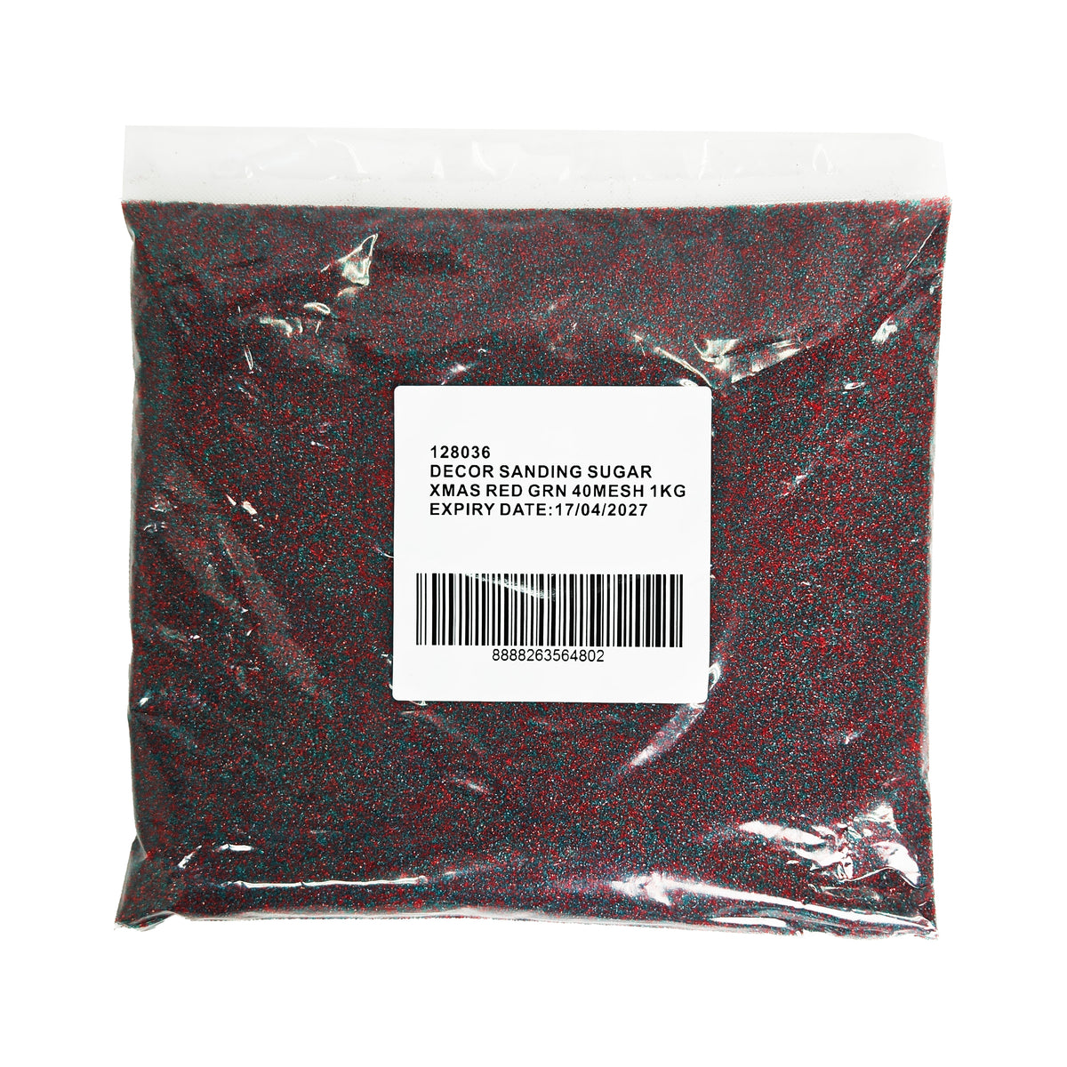 RED & GREEN CHRISTMAS SANDING SUGAR 40 MESH 1KG (#128036)
