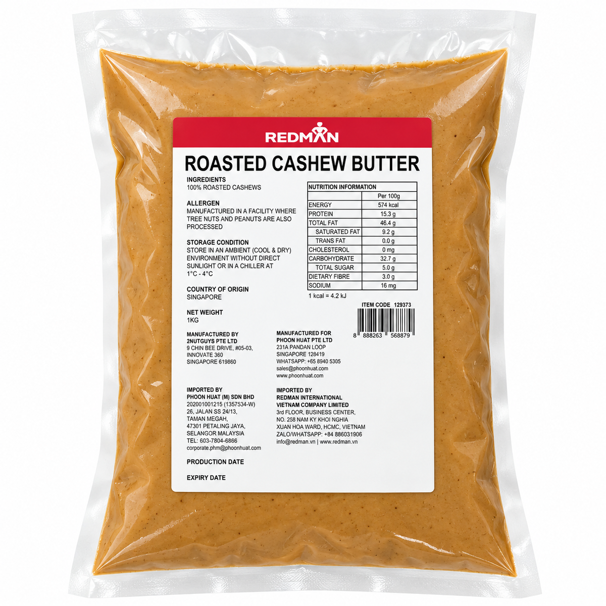 ROASTED CASHEW BUTTER 1KG (#129373)