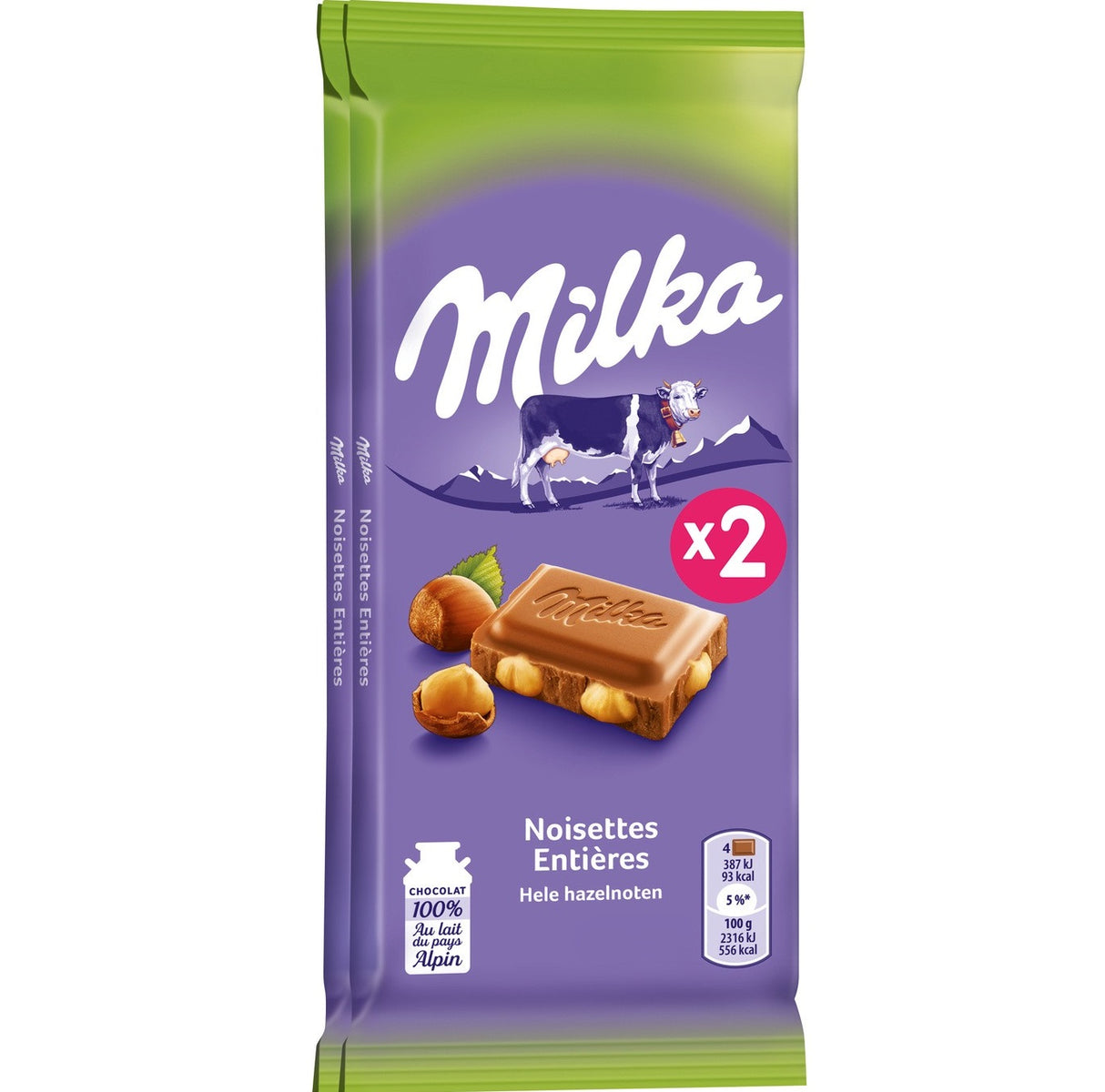 Chocolat lait noisettes entieres