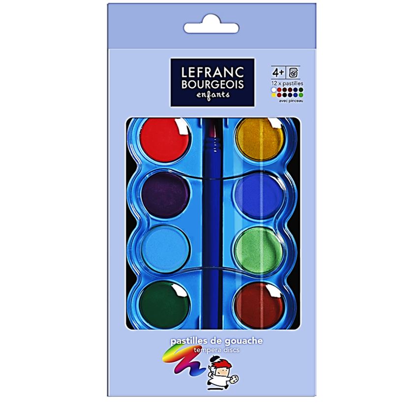Palette De 12 Pastilles De Peinture Gouache Avec Pinceau
