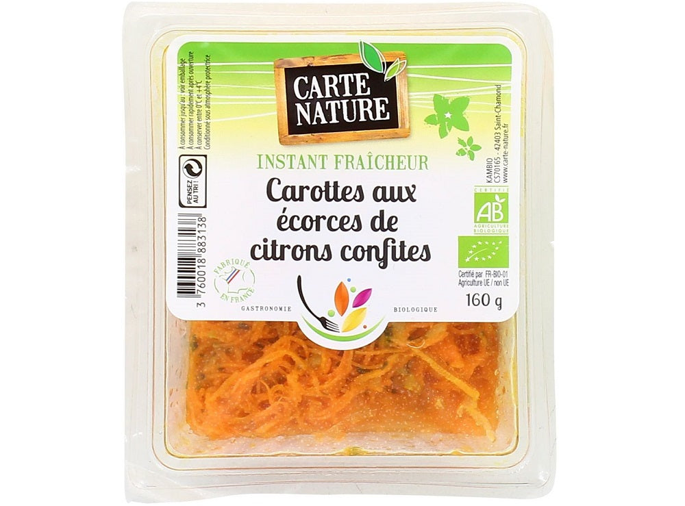 Carottes Rapees Aux Ecorces De Citrons Confites Bio