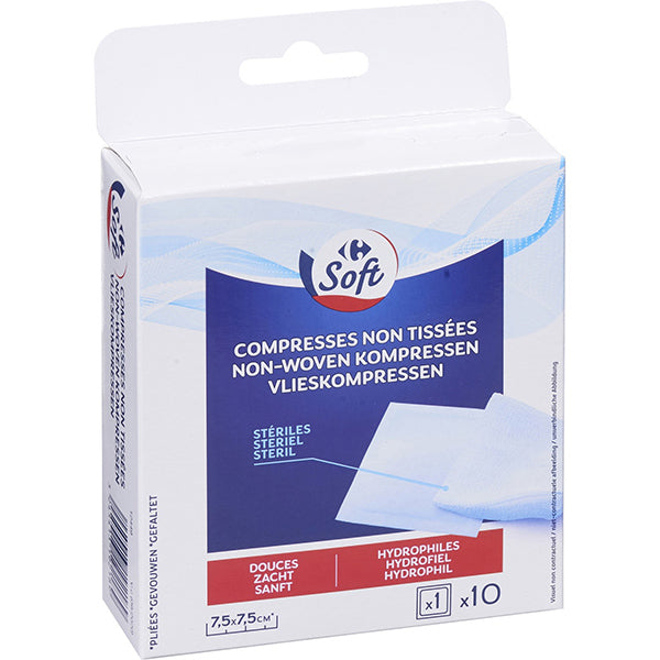 Compresses steriles hydrophiles en non tissees