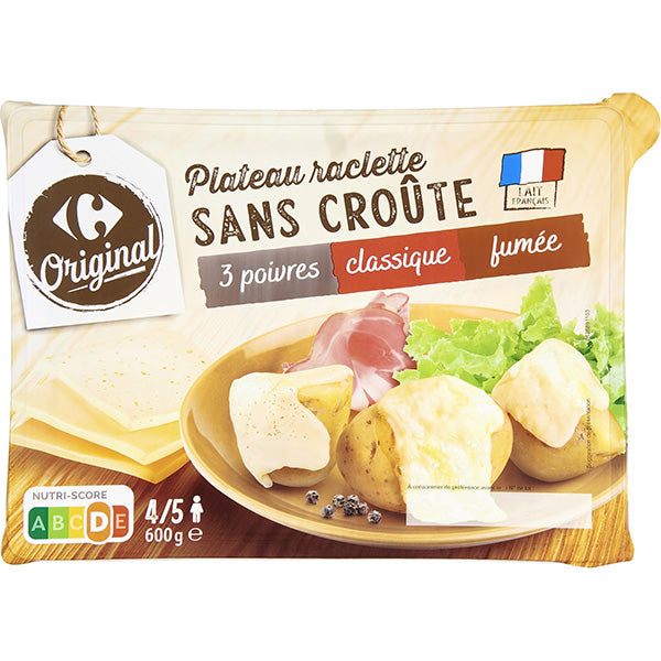 Fromage a raclette tranche : 3 poivres, classique, fumee sans croute