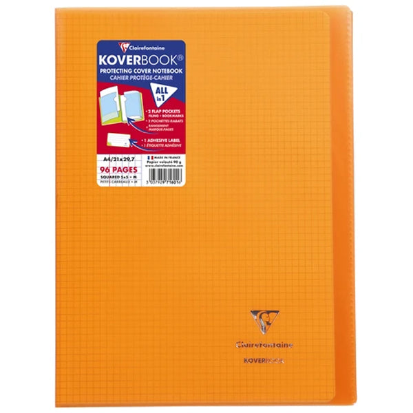 Cahier + Protege Cahier Orange Petits Carreaux 96 Pages A4