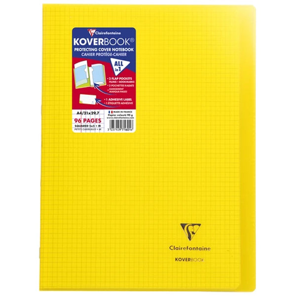 Cahier + Protege Cahier Jaune Petits Carreaux 96 Pages A4
