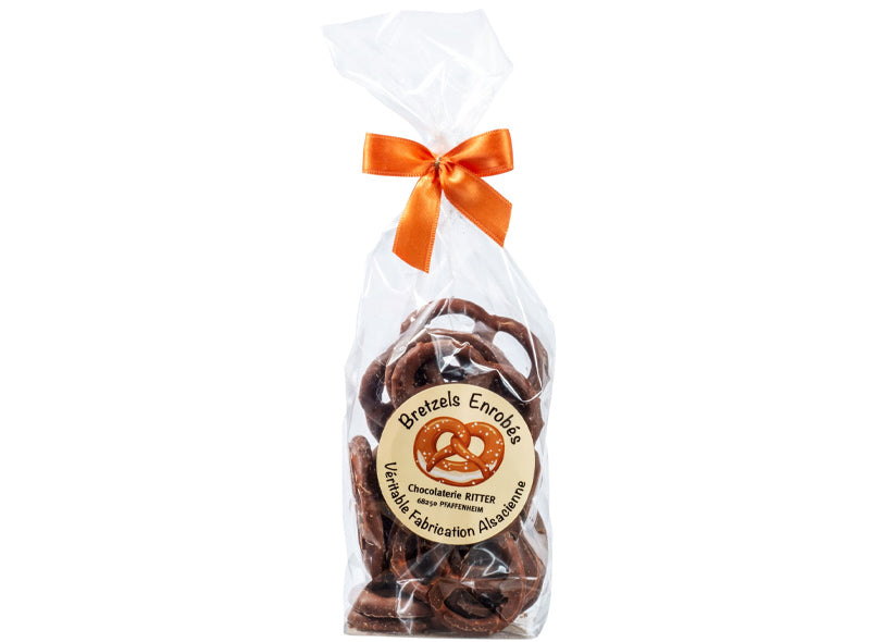 Bretzels sales enrobe au chocolat noir