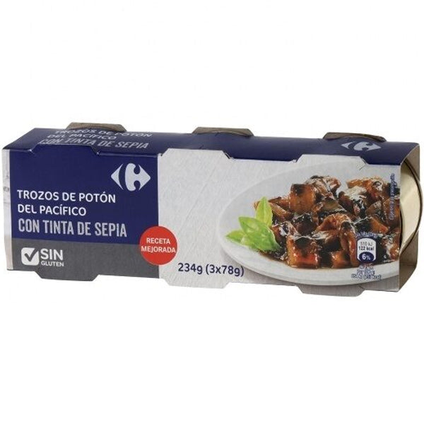 Trozos De Poton Del Pacifico En Salsa Tinta Morceaux De Calamar Du Pacifique A Lencre