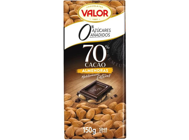Tableta De Chocolate Negro 70% Con Almendras 0% Azucares Anadidos Tablette De Chocolat Noir 70% Aux Amandes Sans Sucre Ajout&Eacu