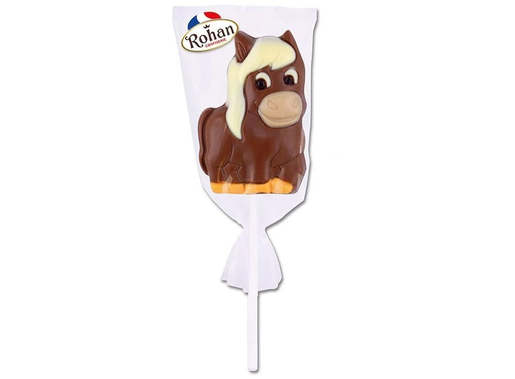 Sucette de chocolat au lait poney