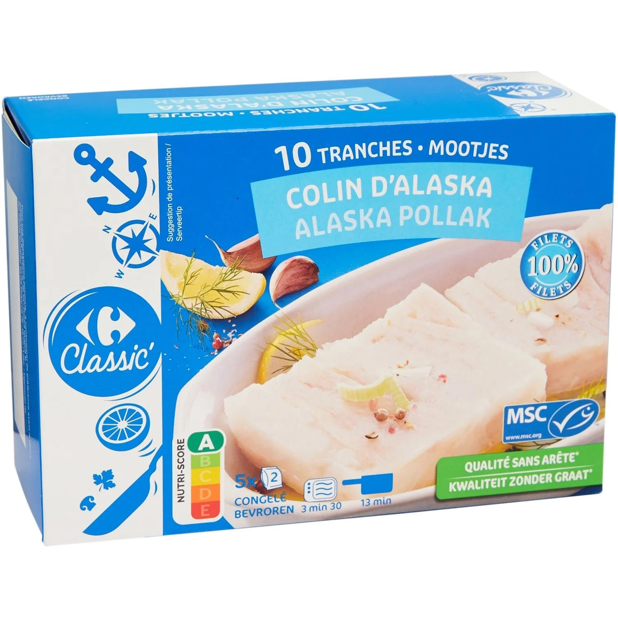 FROZEN ALASKAN POLLOCK SLICES 10X100G (#128720)