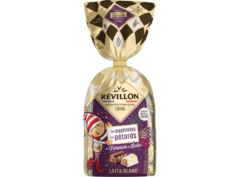 Papillotes avec petards au chocolat au lait et blanc