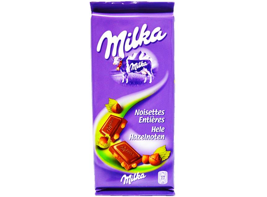 Chocolat au lait et aux noisettes entieres