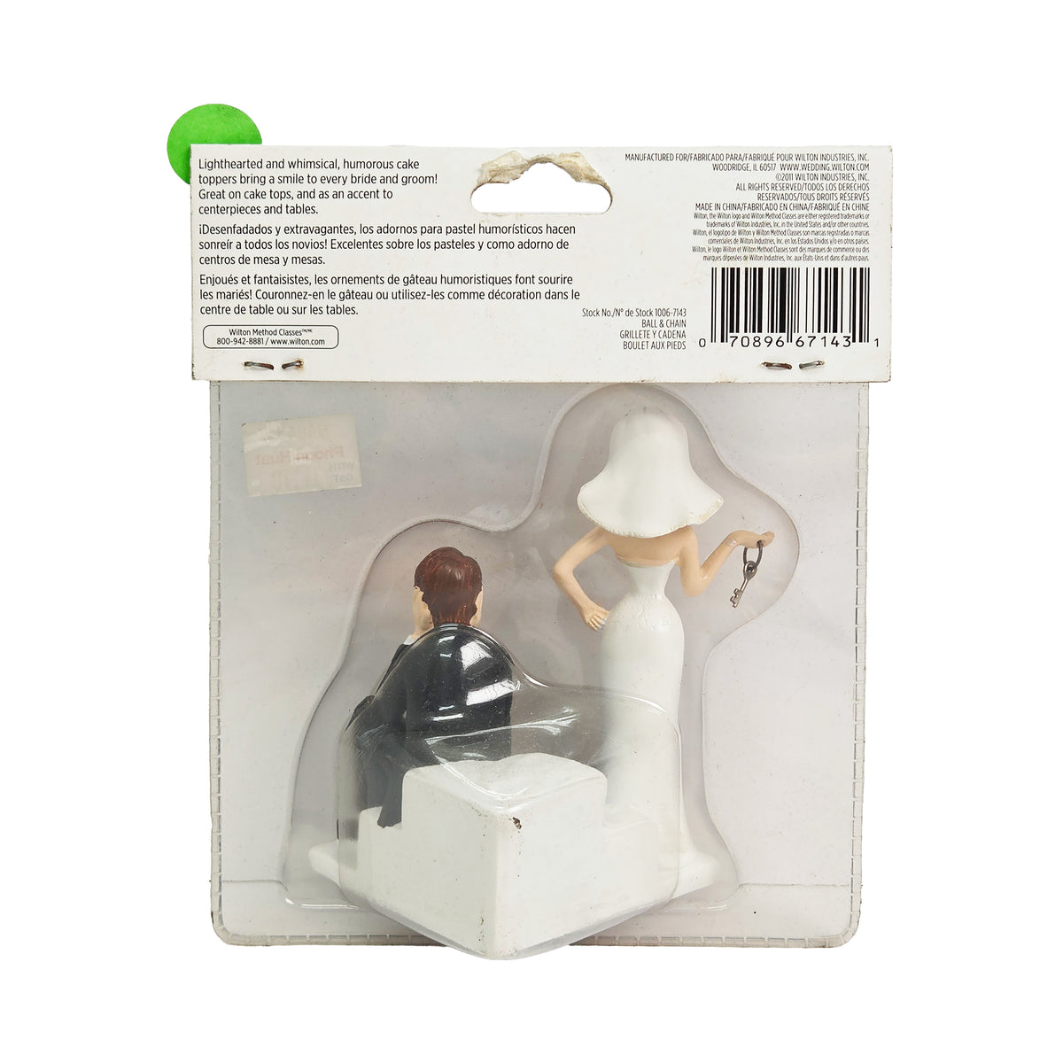 BALL & CHAIN WEDDING CAKE TOPPER 4.25 IN HIGH (#54043)