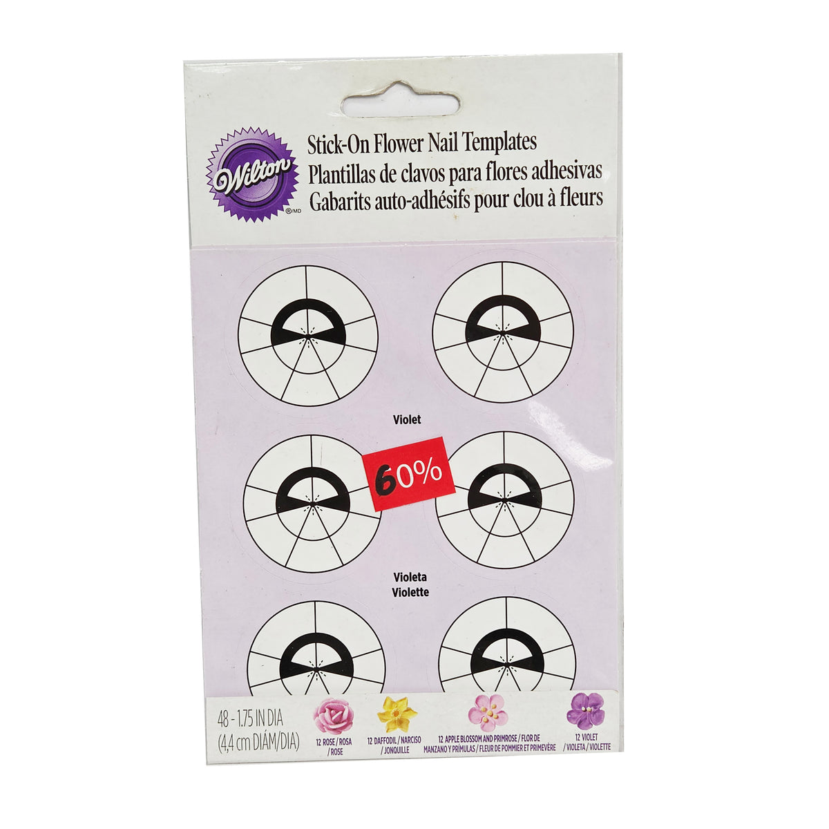 STICK-ON FLOWER NAIL TEMPLATES 48 PIECES (#54296)