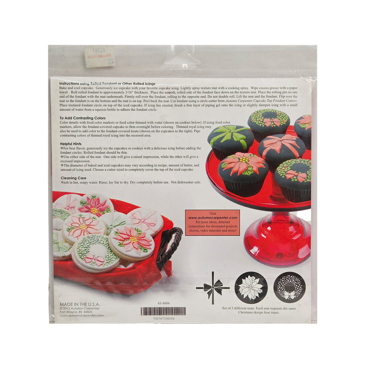 CHRISTMAS CUPCAKE AND COOKIE TEXTURE TOPS SET 3 PIECES (#60381)