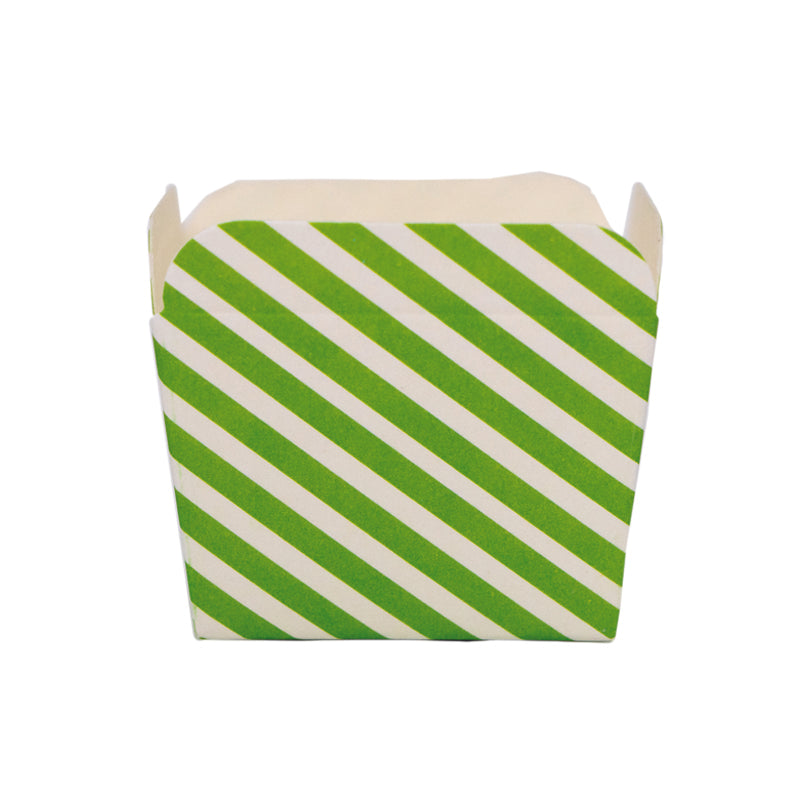 baking case green stripe 4.8x4.8x4.9cm 100pc (#65692)