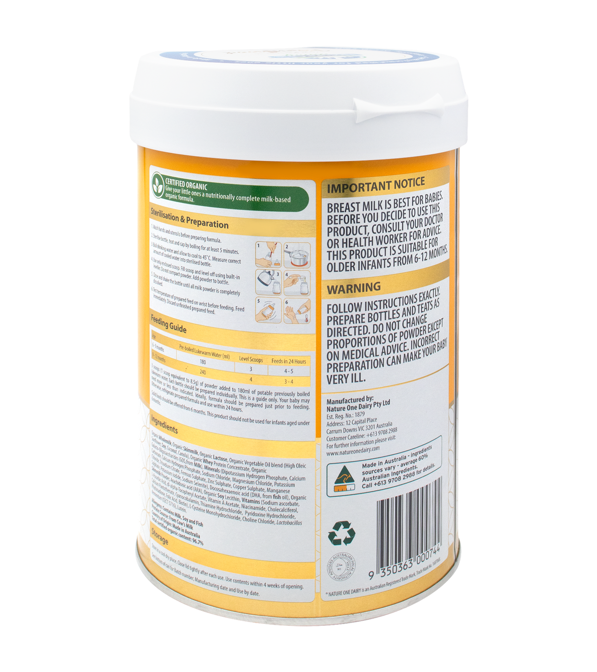 ORGANIC FOLLOW-ON FORMULA STEP 2 900G (6-12 MONTHS) (#128815)