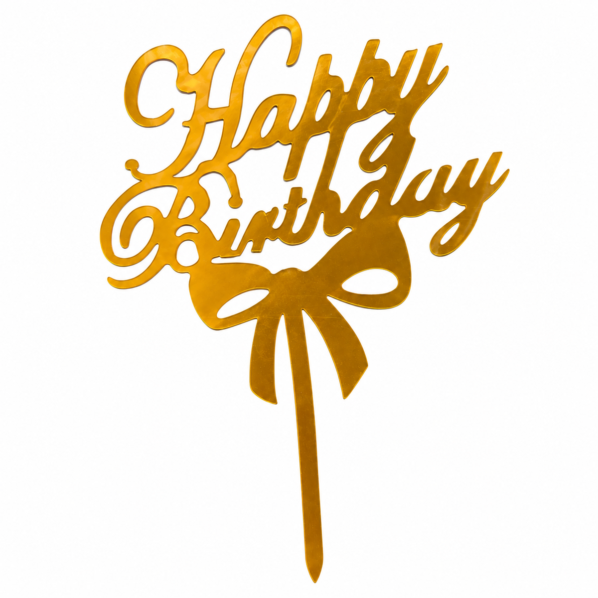 happy birthday arcylic pick pink ribbon (#103561)