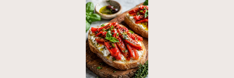 Roasted Red Pepper and Cheese Tartine