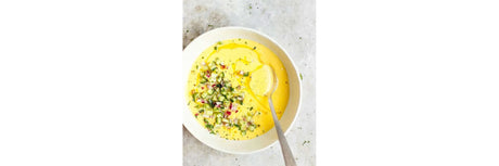 Yellow capsicum and basil cold soup