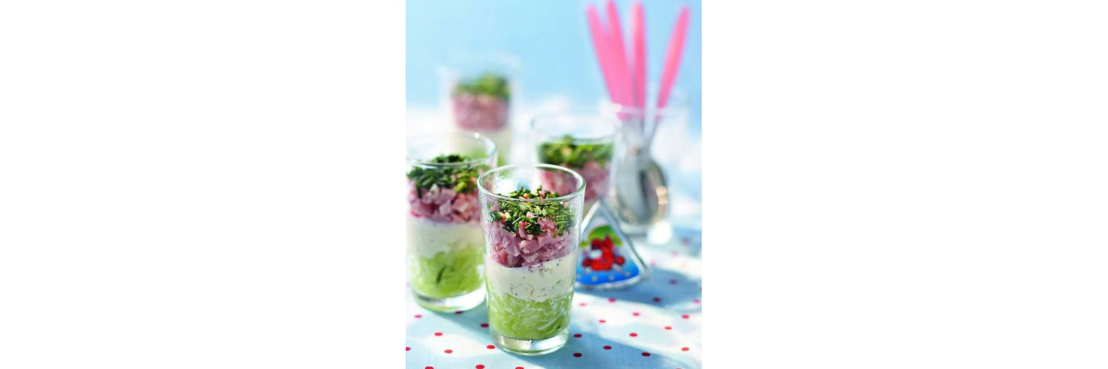 The Laughing Cow ham and cucumber verrines