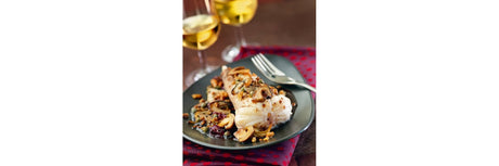 Breaded monkfish with porcini mushrooms and walnuts for Christmas