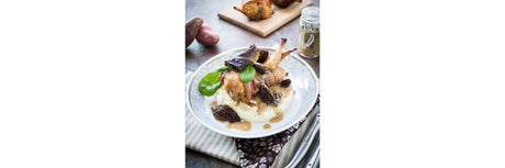 Stuffed quail with morel sauce for Christmas