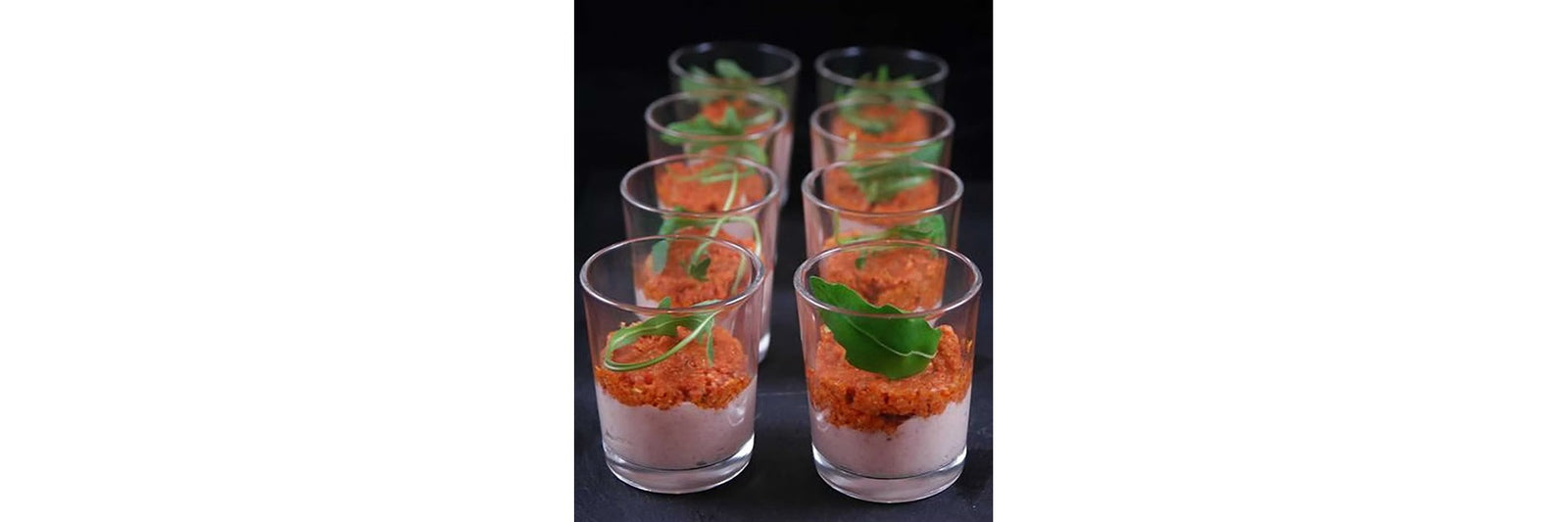 Ham mousse and Tomato pesto Verrines