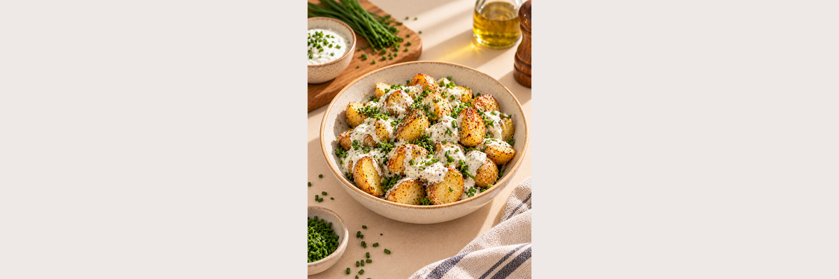 Warm Potatoes with Goat’s Yoghurt & Chives