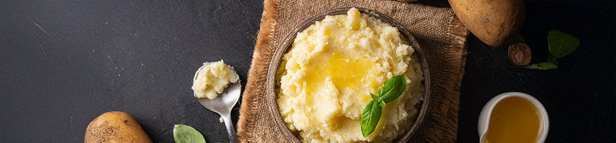 Mash potato and fried noddles