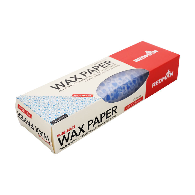 wax paper blue heart 218x250mm 50pc (#102557)