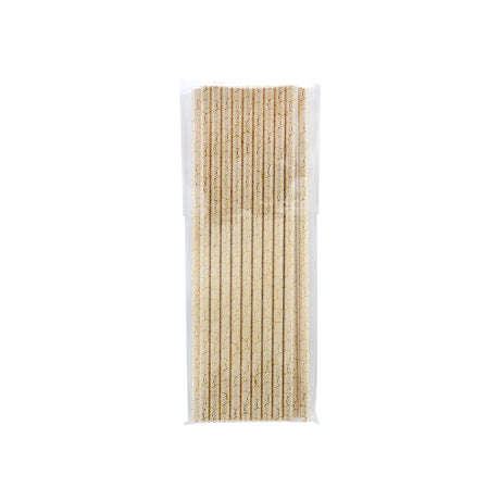 paper straw gold spiral 6x197mm 20pc (#103836)