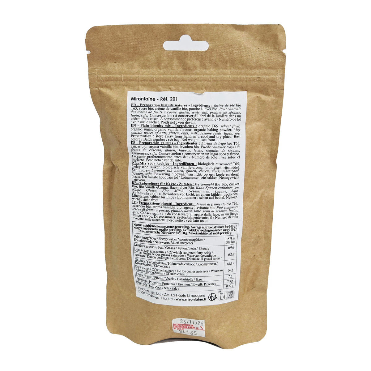 NATURAL BISCUIT ORGANIC PREMIX 280G (#104039)