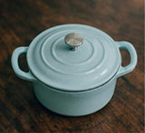 10cm cast iron enamel mini pot-pastel blue (#105758)