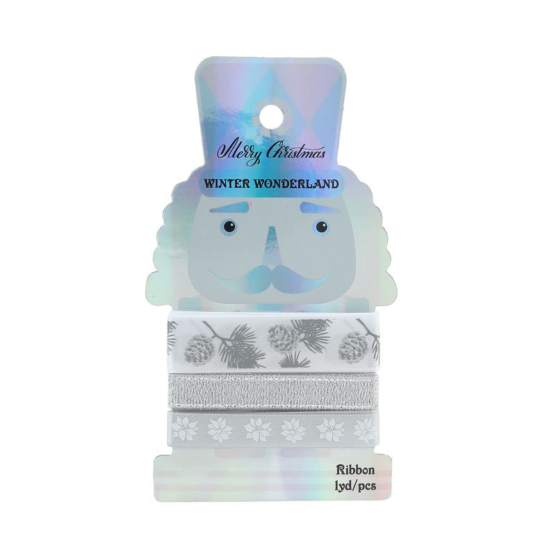 ribbon xmas silver set of 3x1yd (#107008)