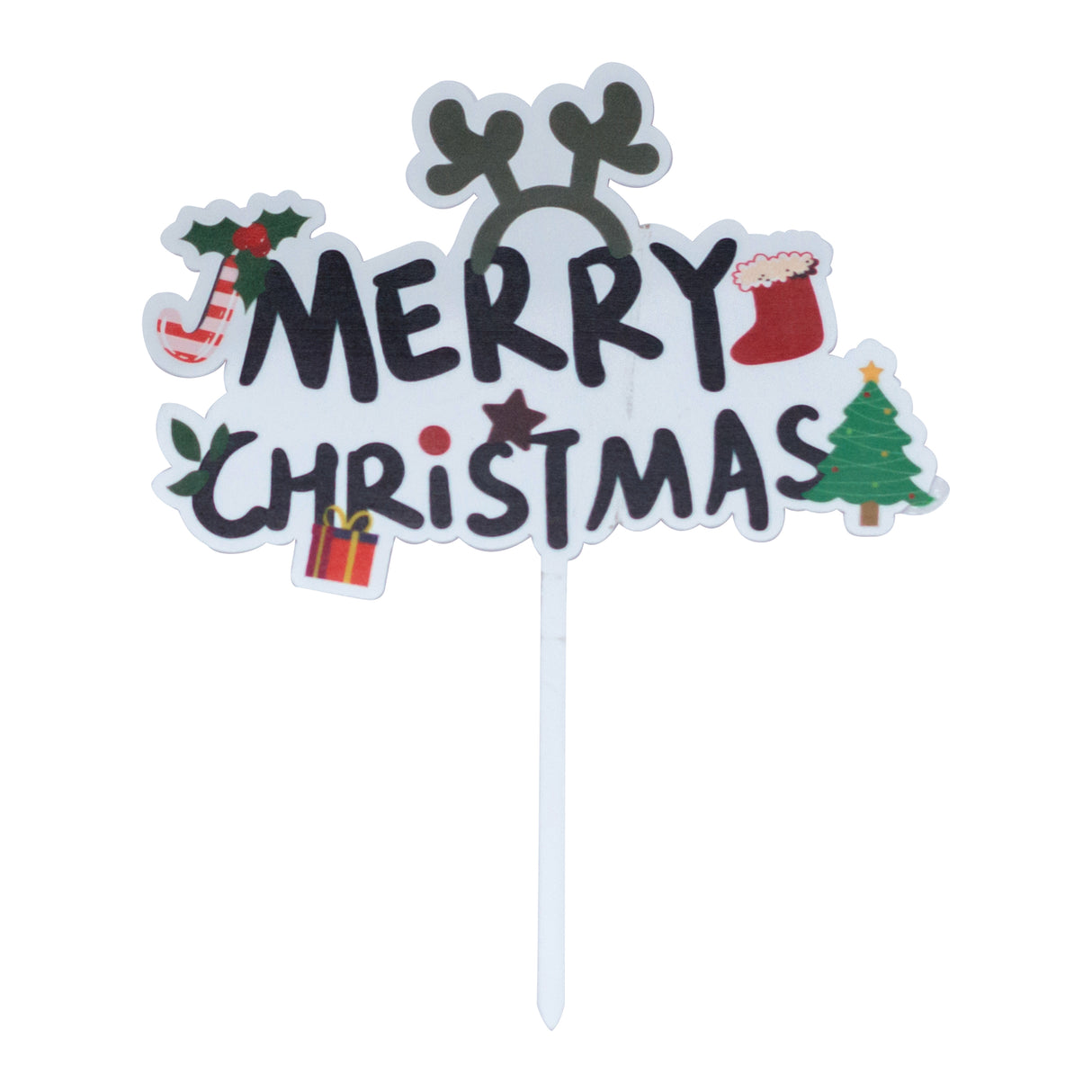 arcylic pick merry xmas white (#107242)