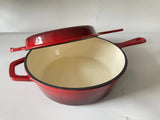26cm 2in1 enamel cast iron combo cooker red (#108249)