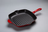 28cm square cast iron enamel grill pan red (#108250)