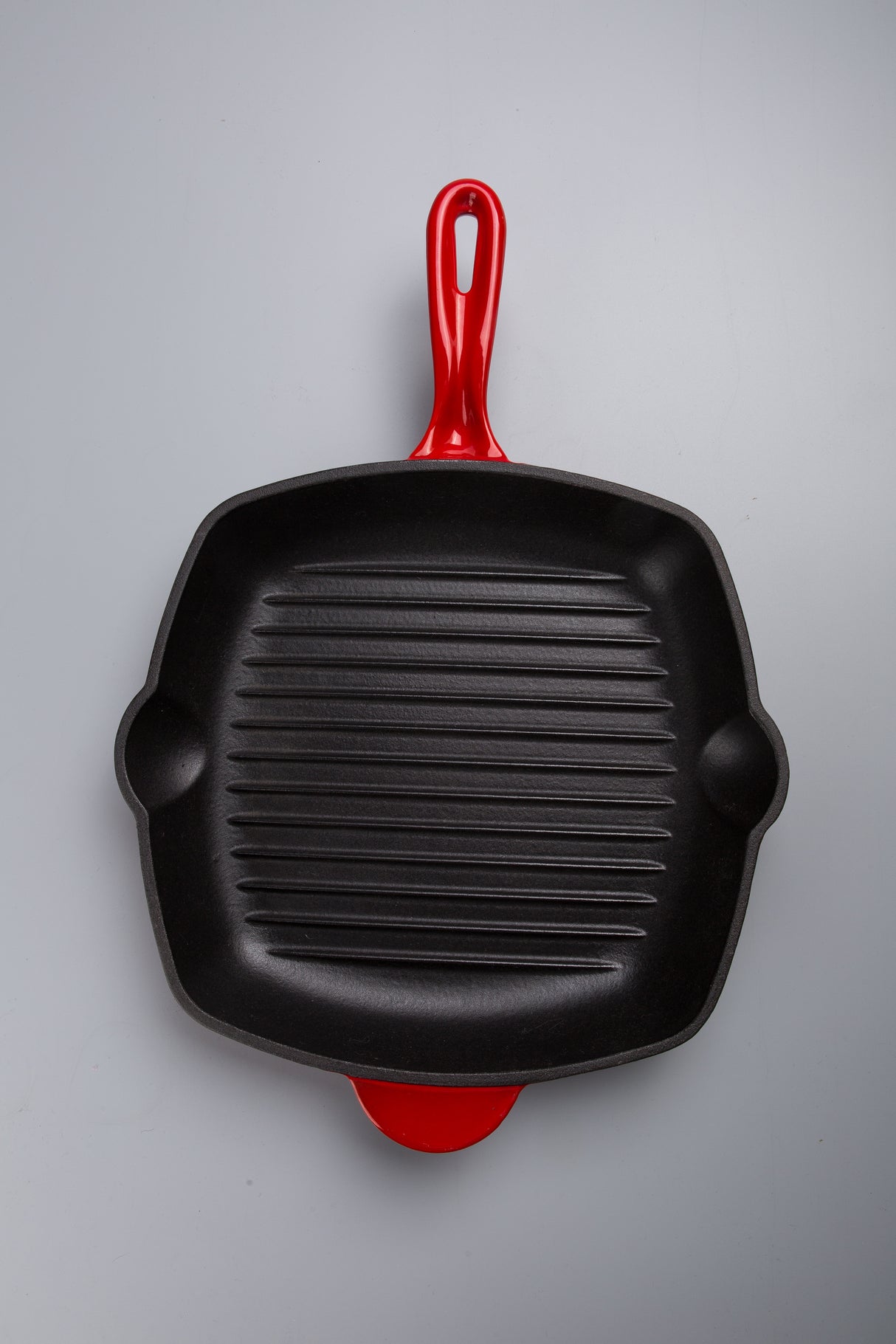 28cm square cast iron enamel grill pan red (#108250)