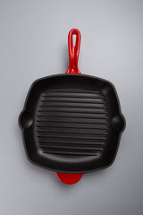 28cm square cast iron enamel grill pan red (#108250)