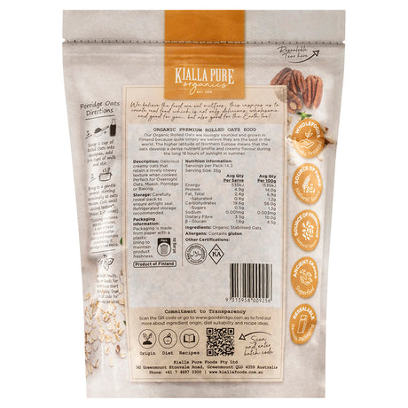 organic rolled oats 500g (#109237)