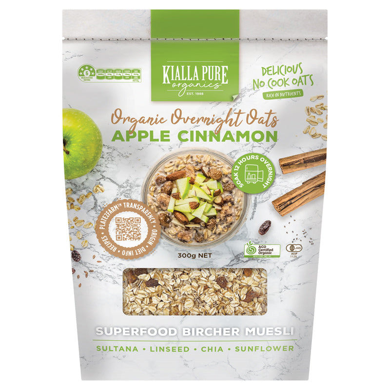 organic apple cinnamon overnight oats 300g (#109242)