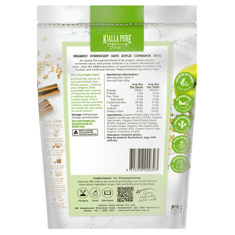 organic apple cinnamon overnight oats 300g (#109242)