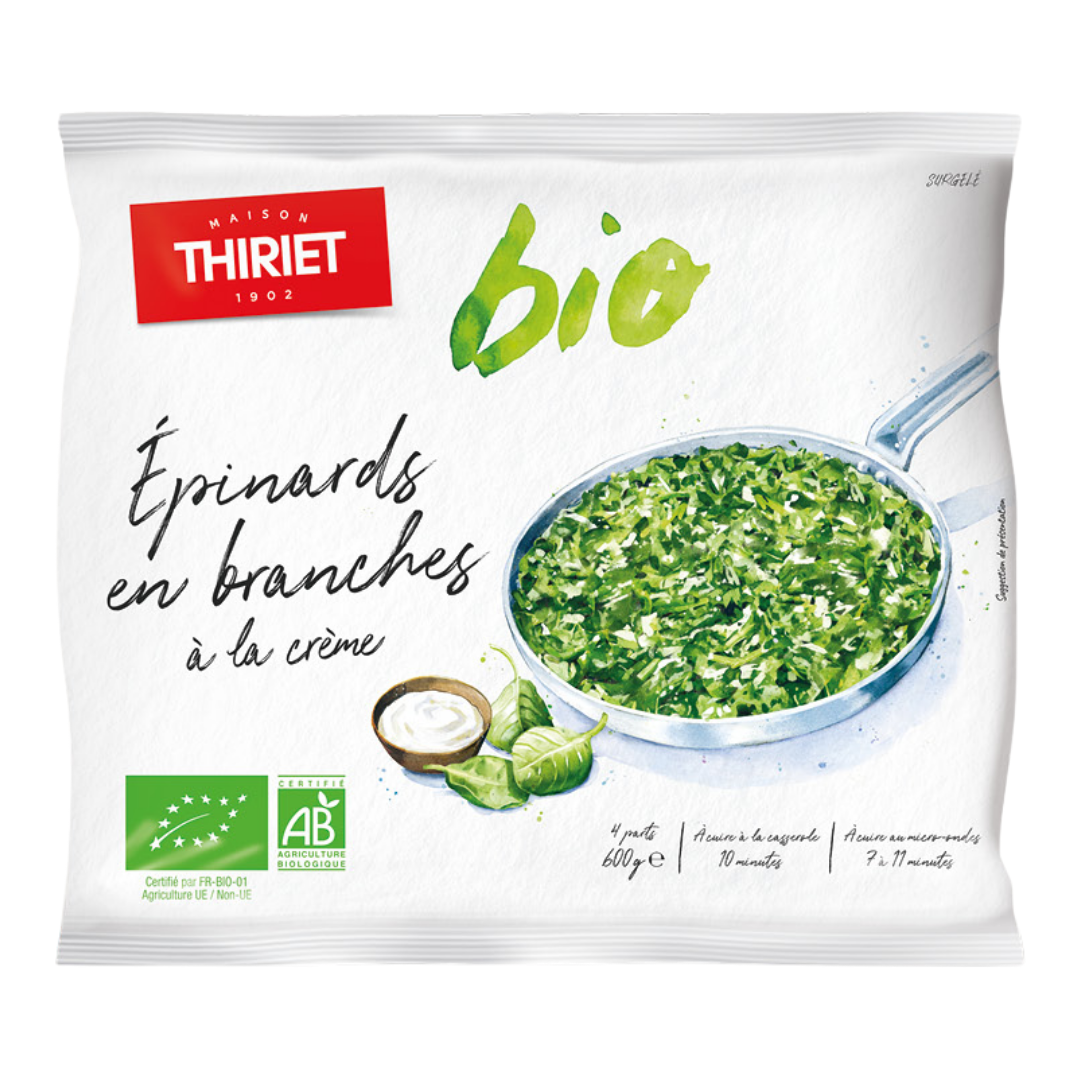 ORGANIC COOKED SPINACH LEAVES WITH CREAM SAUCE 600G (#113162)