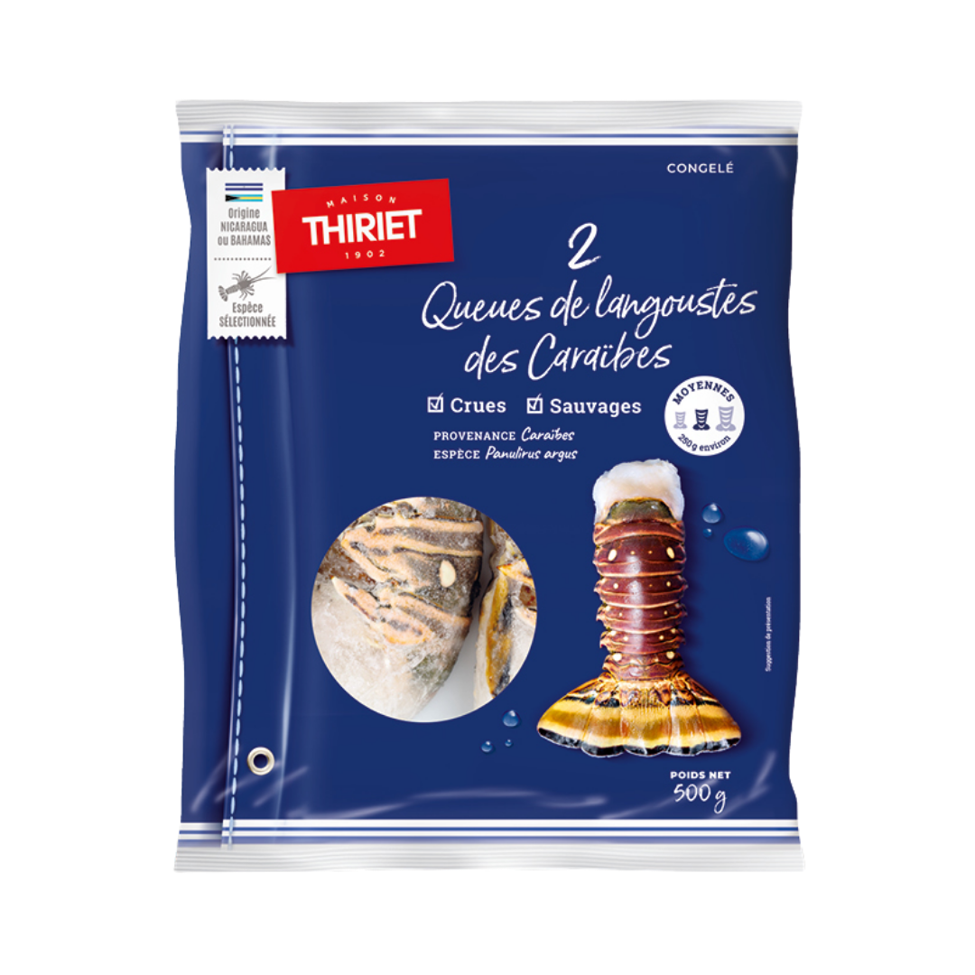 RAW CARIBBEAN LOBSTER TAILS 500G 2 PIECES (#113217)