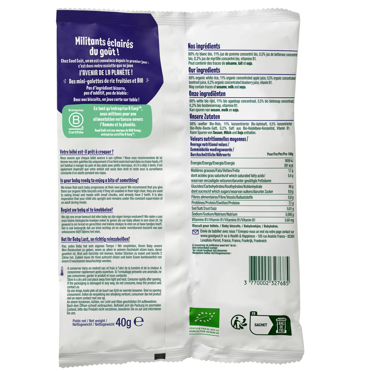 MINI RICE CAKES WITH BLUEBERRY 40G (#121384)