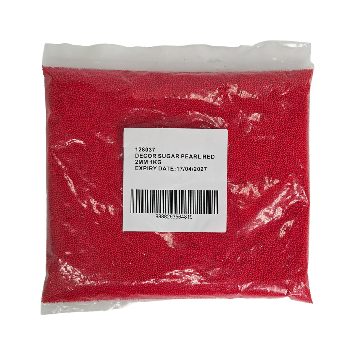RED SUGAR PEARLS 2MM 1KG (#128037)